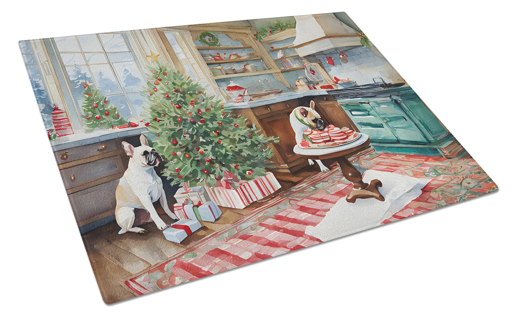 French Bulldog Christmas Cookies Glass Cutting Board