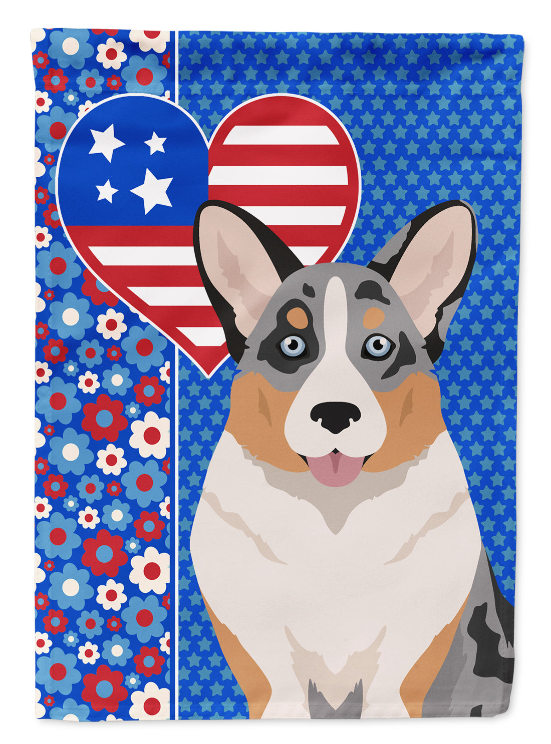 Blue Merle Cardigan Corgi USA American Garden Flag