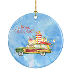 Merry Christmas Golden Retriever Ceramic Ornament