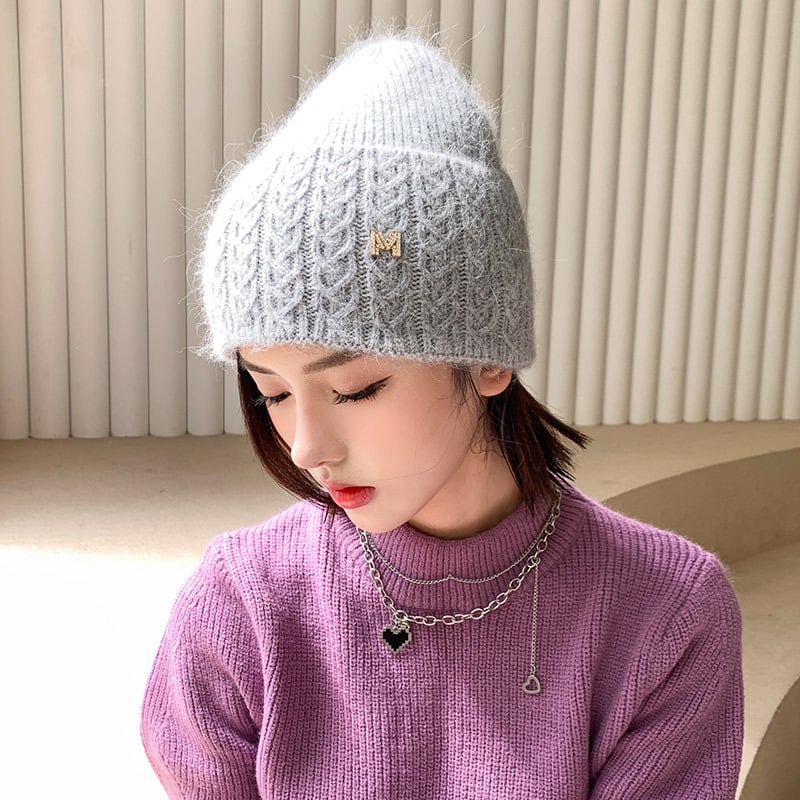Women's Warm Knitted Wool Hat for Autumn and Winter | Embroidered Cap
