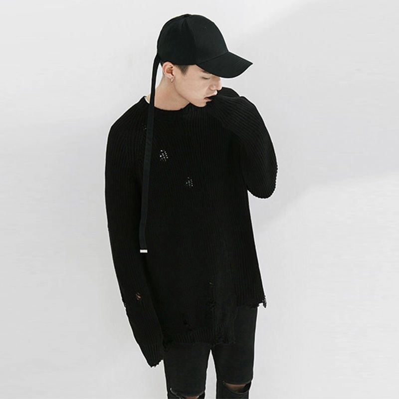 Men's Oversized Ripped Sweater for Fall