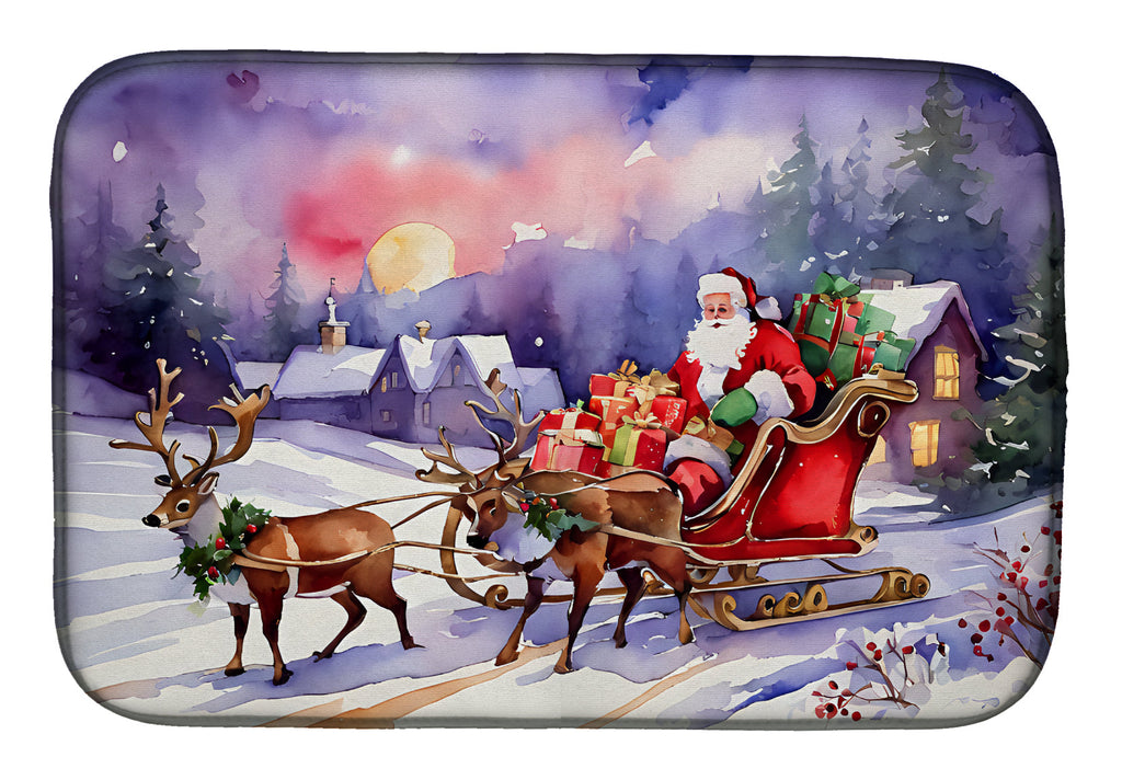 Christmas Santa and Sleigh Dish Drying Mat
