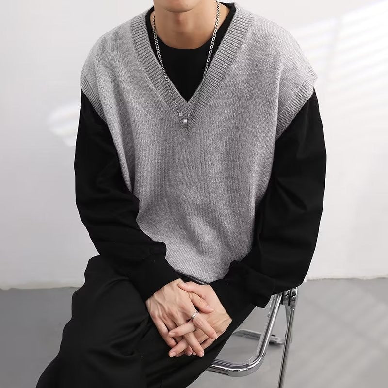 Men's V-neck Fashionable Wool Jacket Sweater Vest