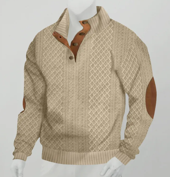 Stand Collar Long Sleeve Jacquard Knitted Pullover Sweater | Streetwear