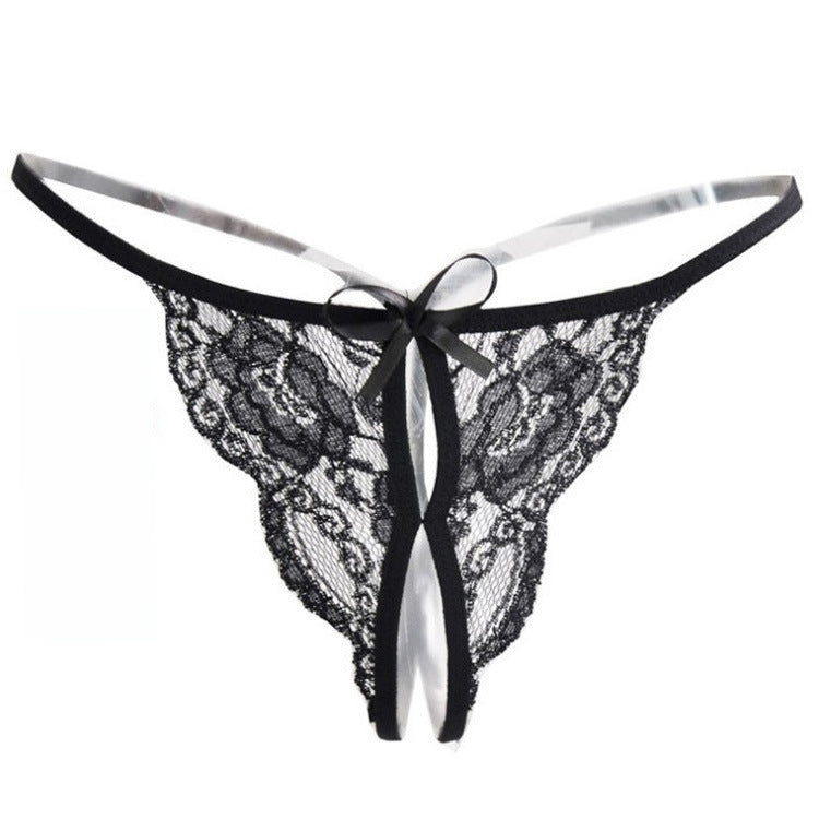 Lace Thong Bodystocking with Open Crotch for Women