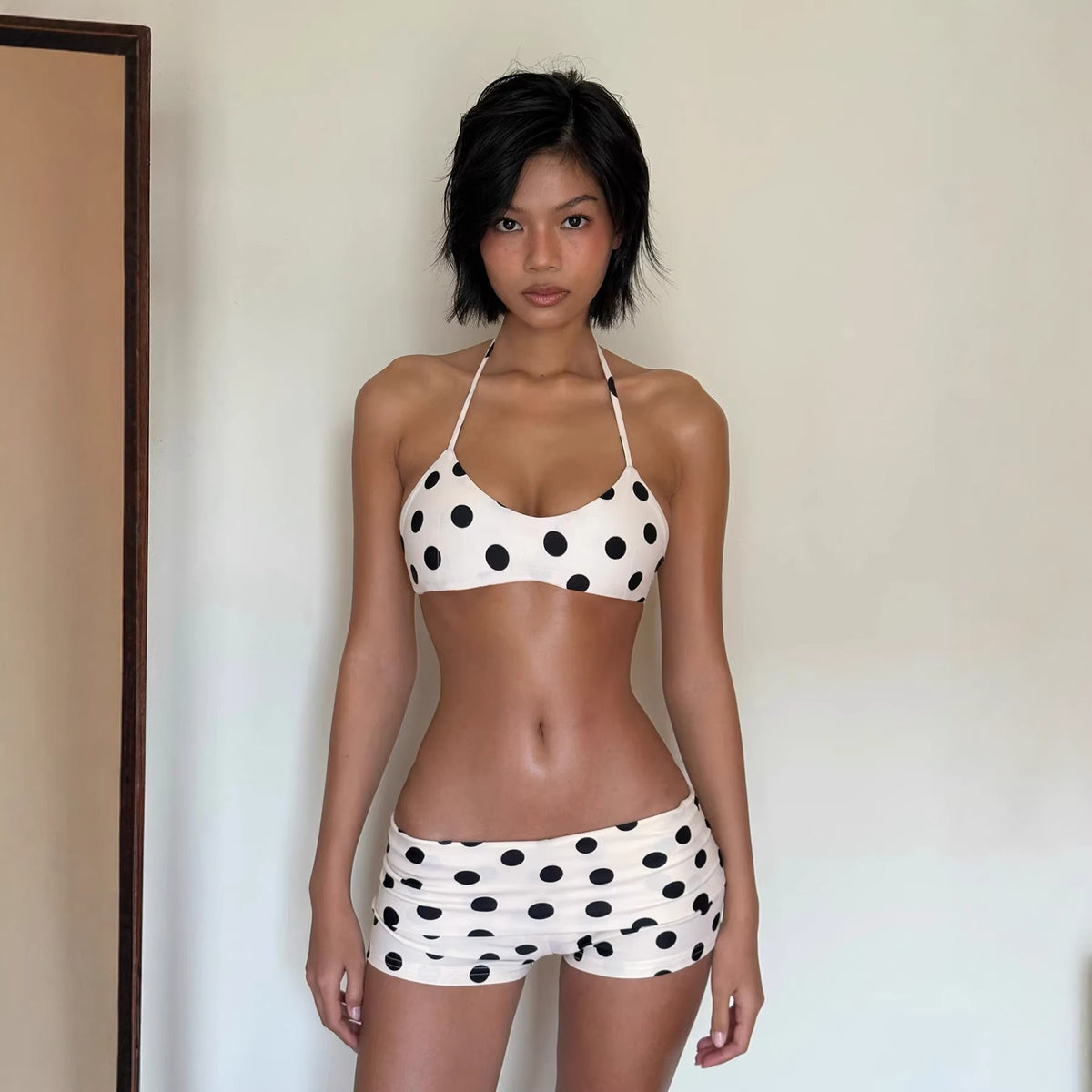 Polka Dot Halter Bikini Set