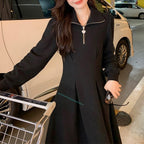 Plus Size Waist-Controlled Fleece-Lined Long Dress