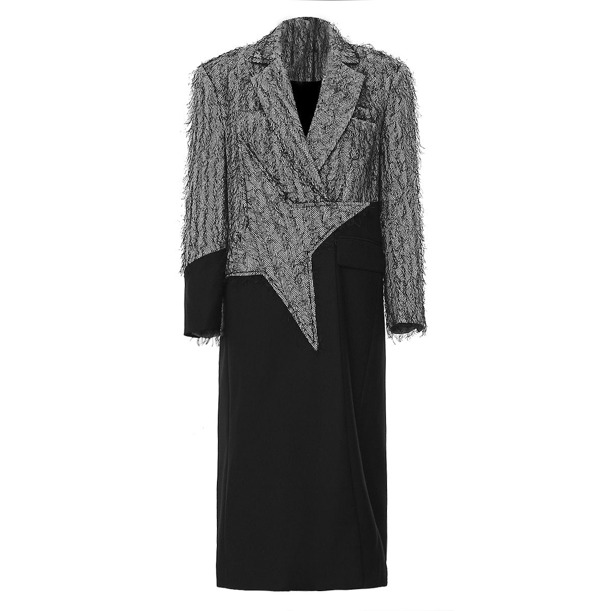 Mid-Length Women's Star Print Trench Coat