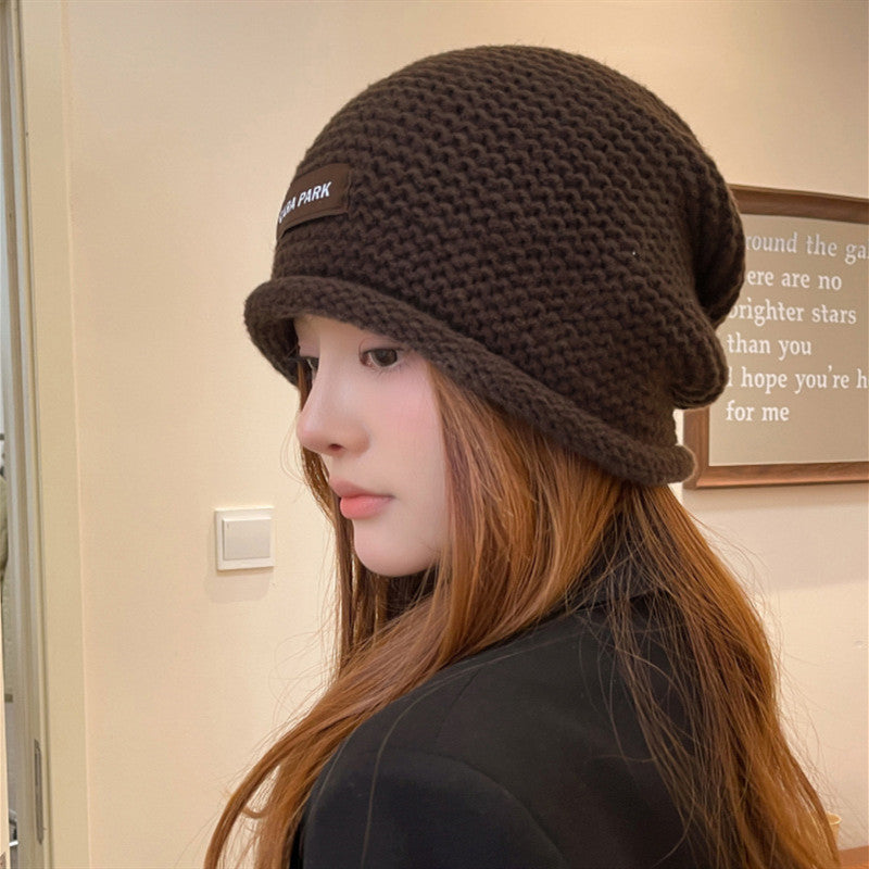 Women's Letter Wool Knitted Sleeve Cap | Embroidered Cap