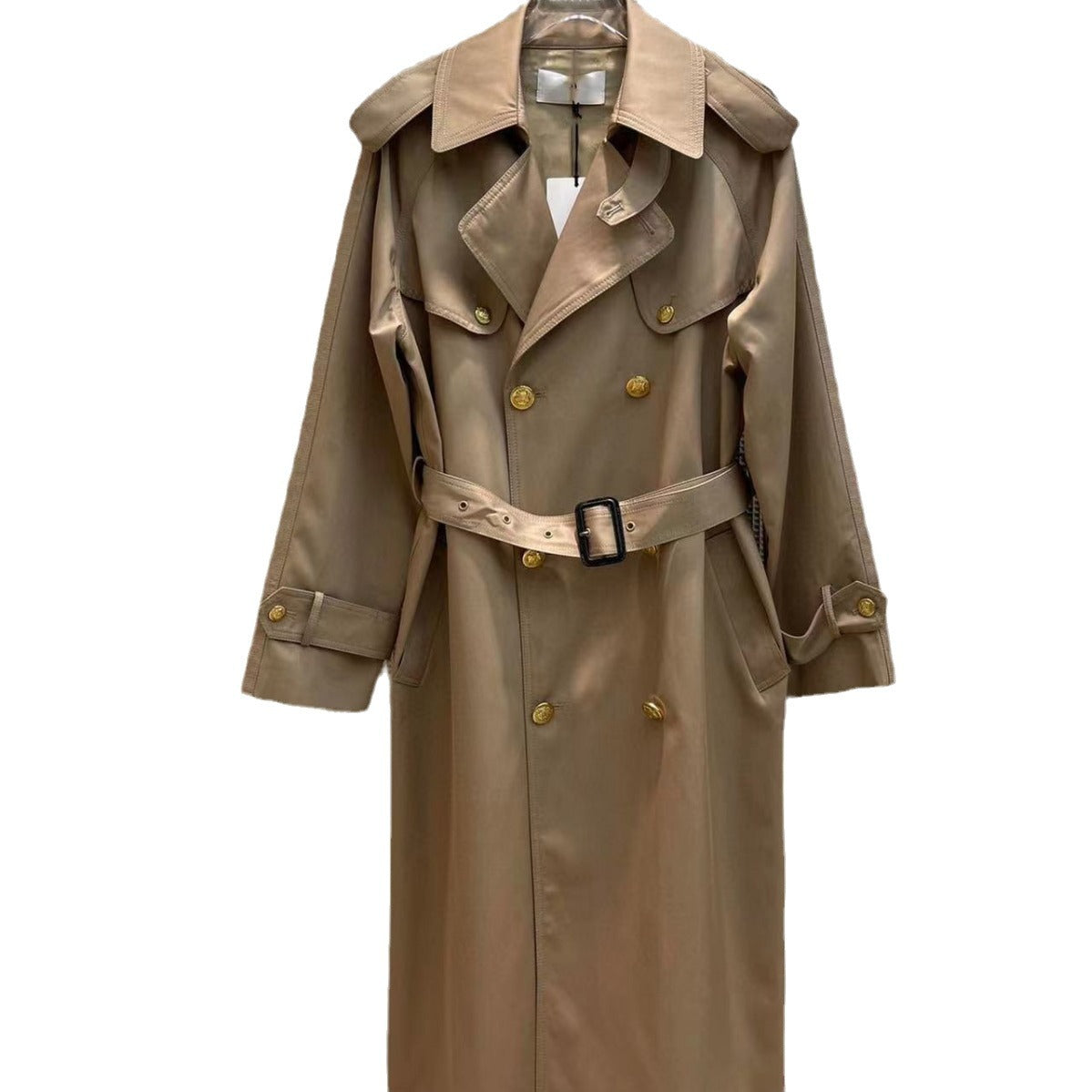 Waist-Tight Jacquard Lining Trench Coat