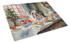 English Bulldog Christmas Cookies Glass Cutting Board