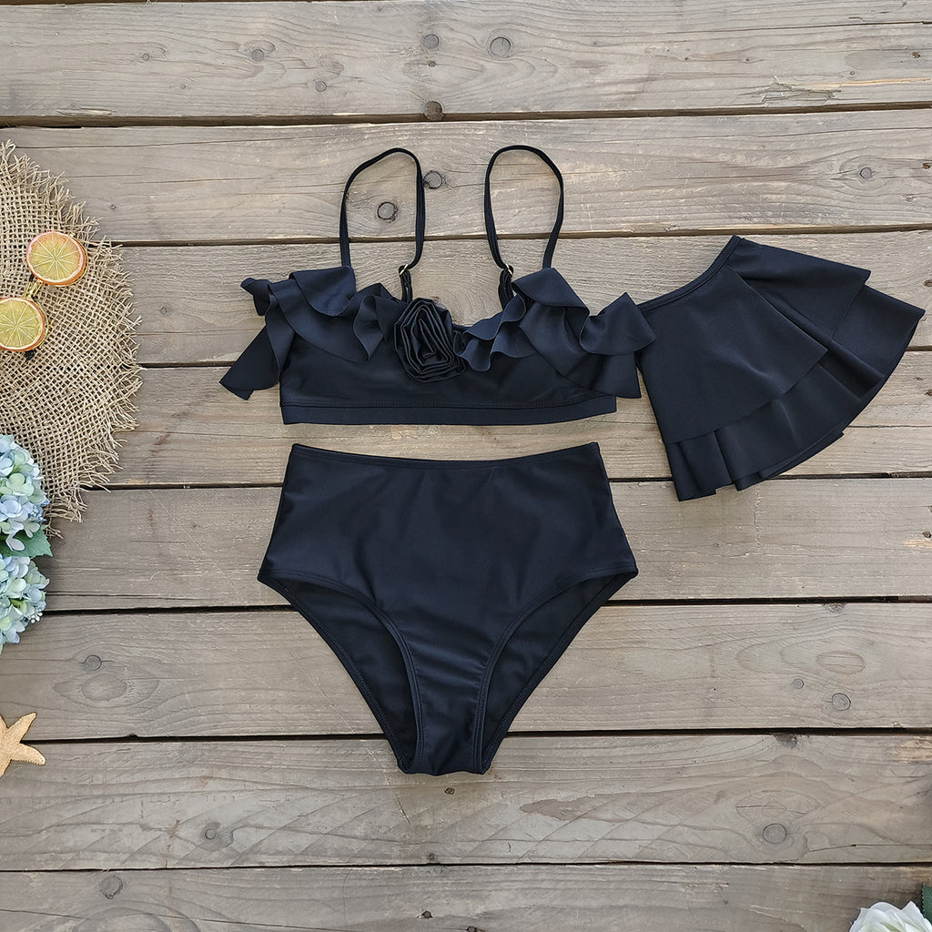 Irregular Leaf Edge One-Shoulder Bikini Set for Women
