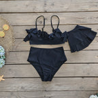 Irregular Leaf Edge One-Shoulder Bikini Set for Women