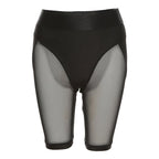 High Waist Sexy Mesh Stitching Shorts for Women