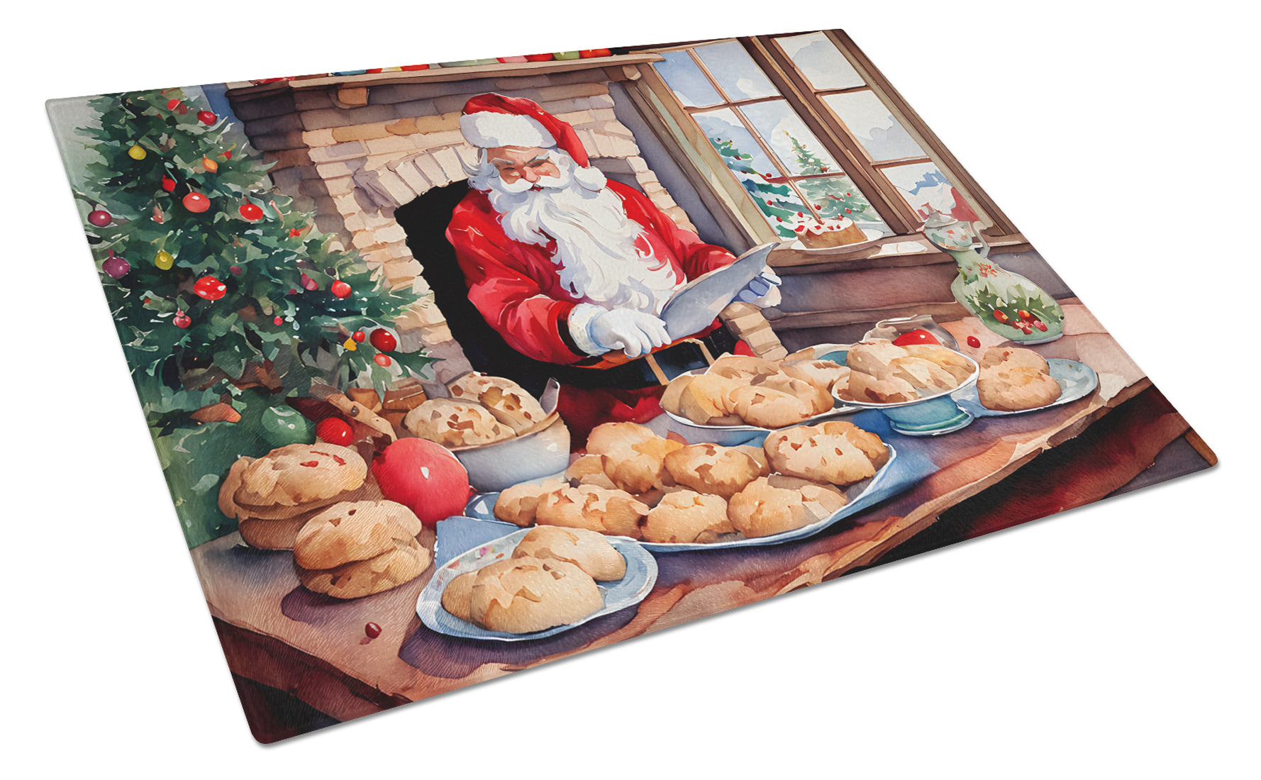 Cookies with Santa Claus Glass Cutting Board