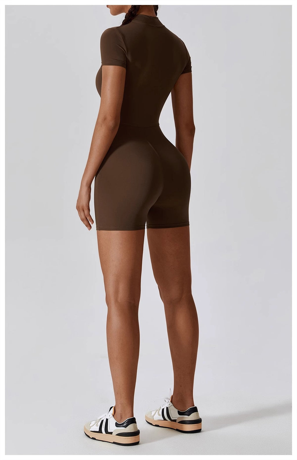 Women's Zip-Up Short Sleeve Yoga Bodysuit