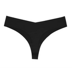 Women's Black Seamless Low-Rise Thong Panties