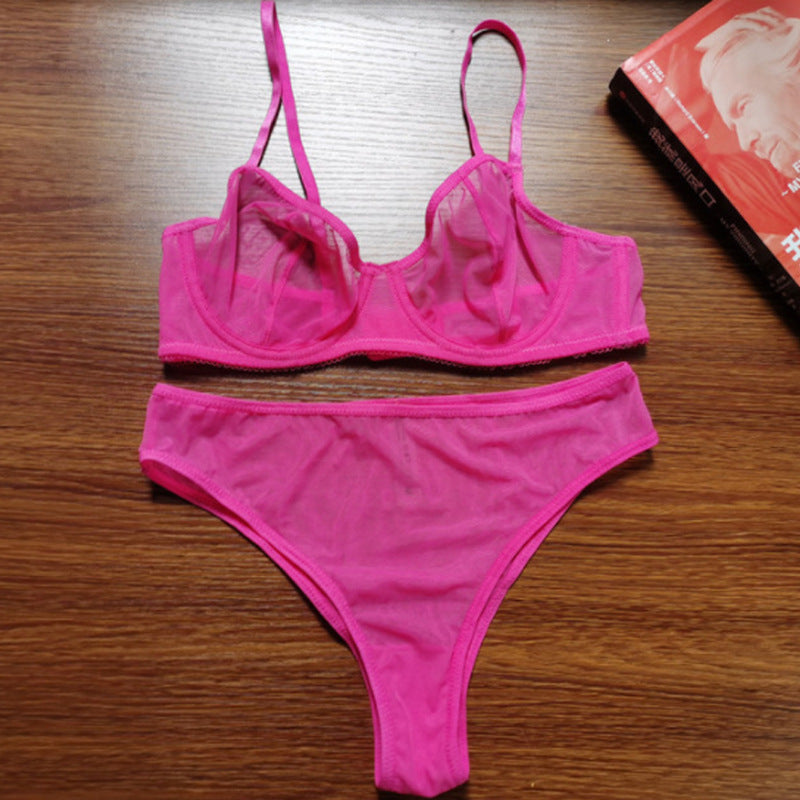 Lingerie Set with Transparent Design and Underwire in Purple