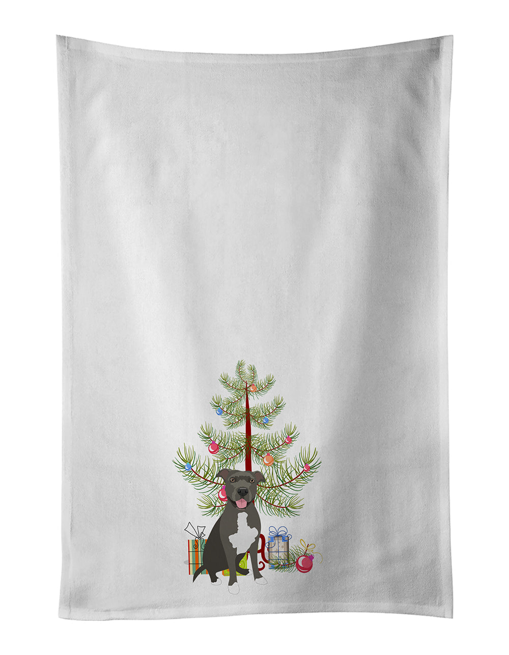 Pit Bull Blue #3 Christmas Kitchen Towel Set of 2