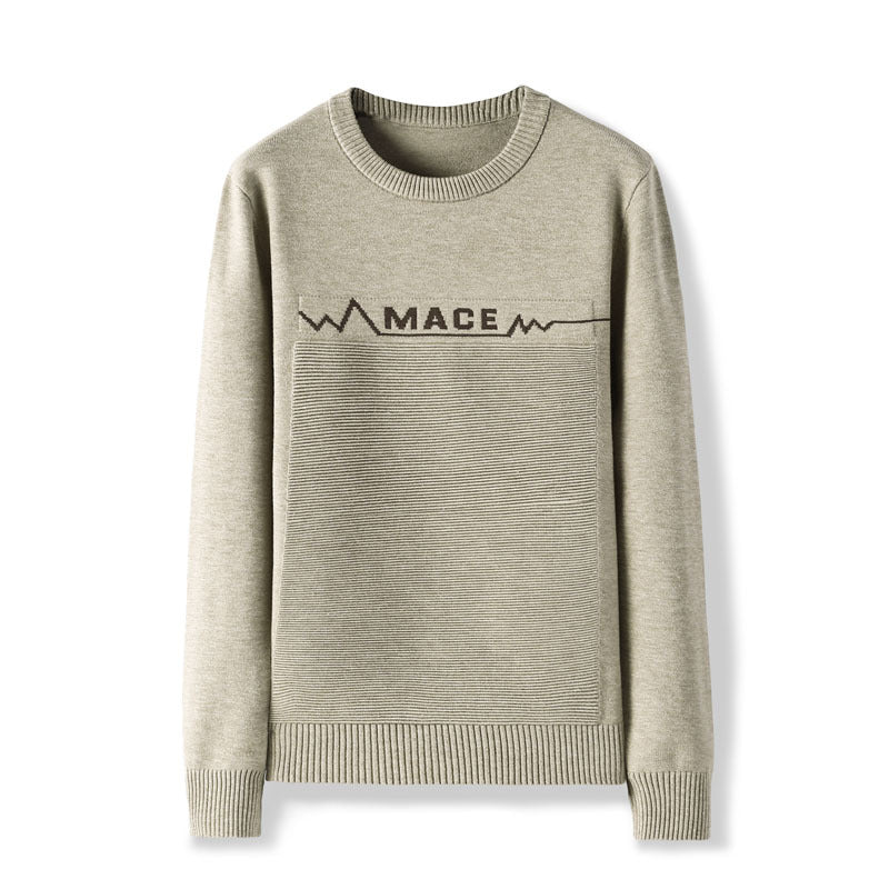 Men's Long Sleeve Crew Neck Sweater with Letters