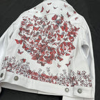 Embroidered Butterfly Pattern Denim Jacket, High Quality