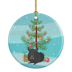 Charcoal Chinchilla Merry Christmas Ceramic Ornament