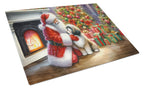 Lhasa Apso and Santa Claus Glass Cutting Board