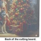 Siberian Husky and Santa Claus Glass Cutting Board