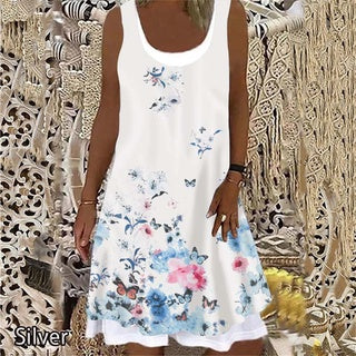 Floral Casual Milk Silk Two-Piece Dress for Women