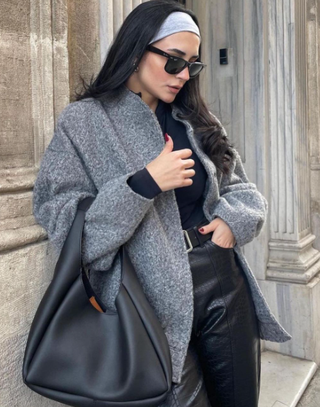 Wool Outer Jacket in Dunel Gray - Loose Fit with Pockets