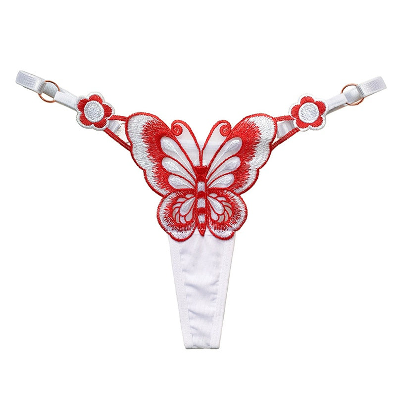 Blurred Butterfly Color Embroidered Adjustable Thong