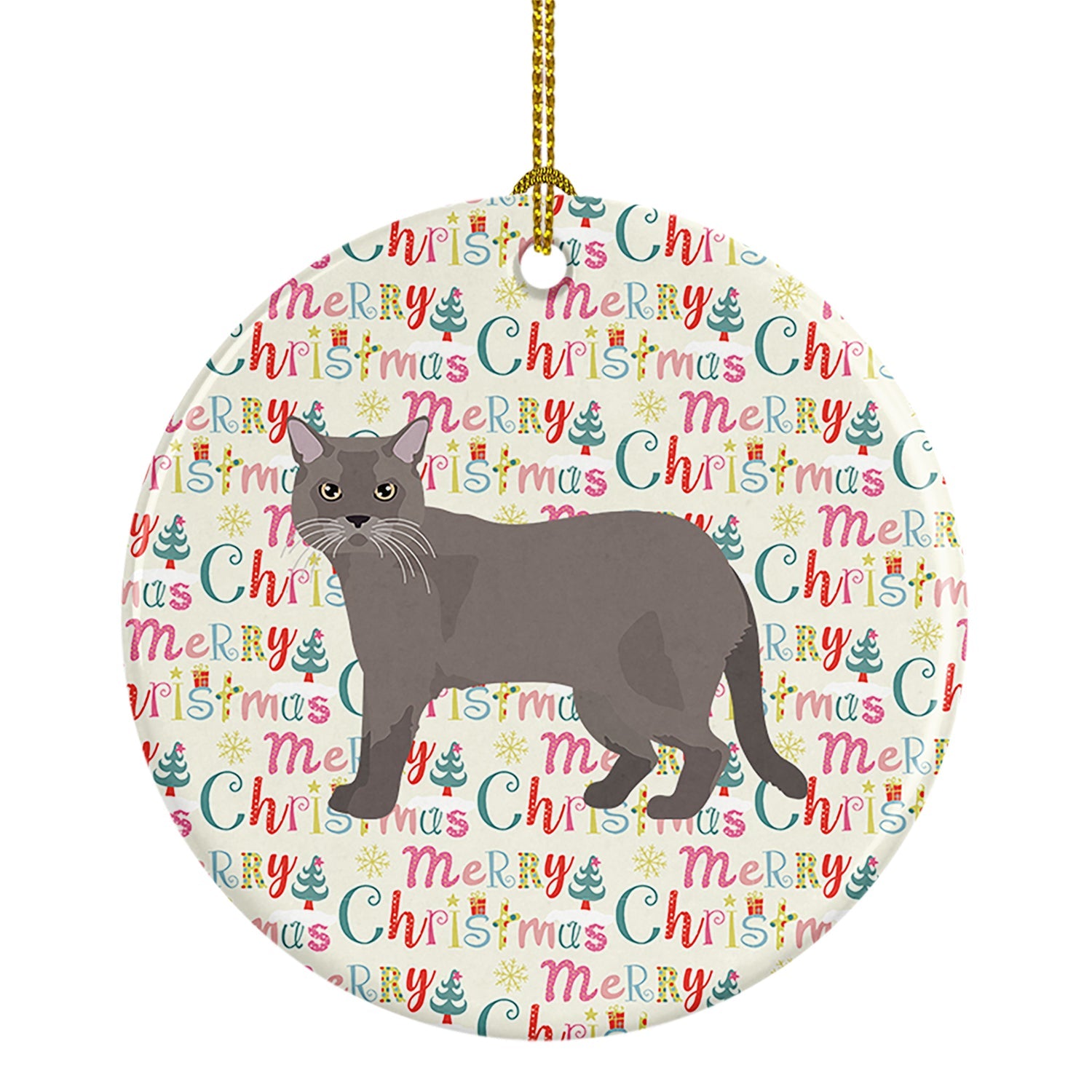 European Burmese Cat Christmas Ceramic Ornament