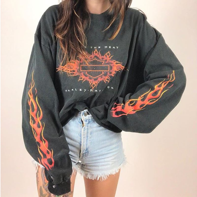 Women's Round Neck Printed Long Sleeve Sweater Coat