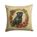 Pug Christmas Flowers Throw Pillow