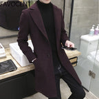 Men's Thick Wool Blend Casual Trench Coat Plus Size 5XL