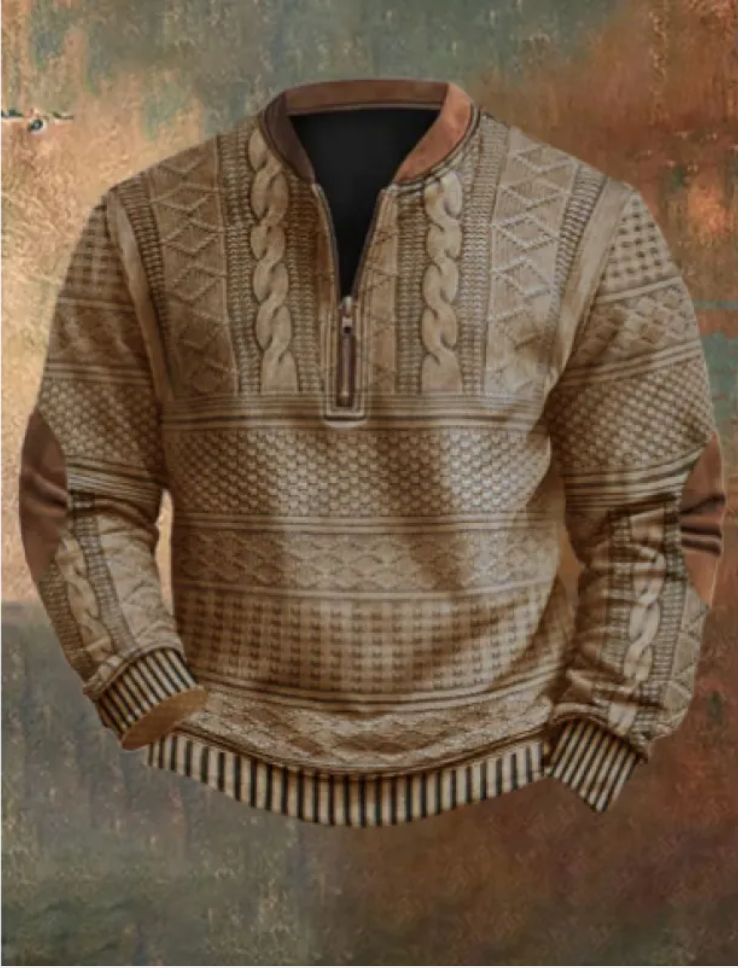 Men's 3D Printed Half-Zip Sweater