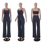 Striped Jumpsuit with Spaghetti Straps and Wide Legs