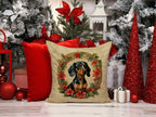 Dachshund Christmas Flowers Throw Pillow