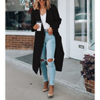 Mid-length Casual Windbreaker for Women in Solid Color