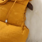 Long Cotton Gilet for Women - Hooded Sleeveless Jacket