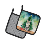 Dwelf Cat By the Christmas Tree Pair of Pot Holders
