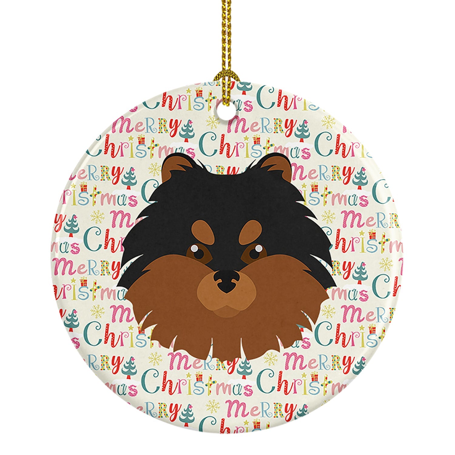 Pomeranian Merry Christmas Ceramic Ornament