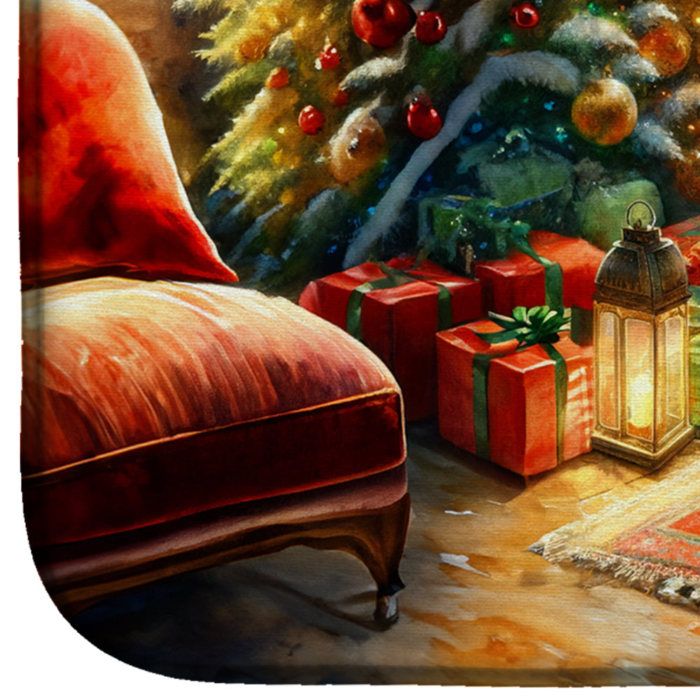 Old English Sheepdog and Santa Claus Dish Drying Mat