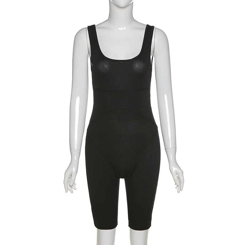 High-Waisted Athletic Bodysuit Shorts for Women