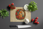 Chow Chow Christmas Flowers Glass Cutting Board