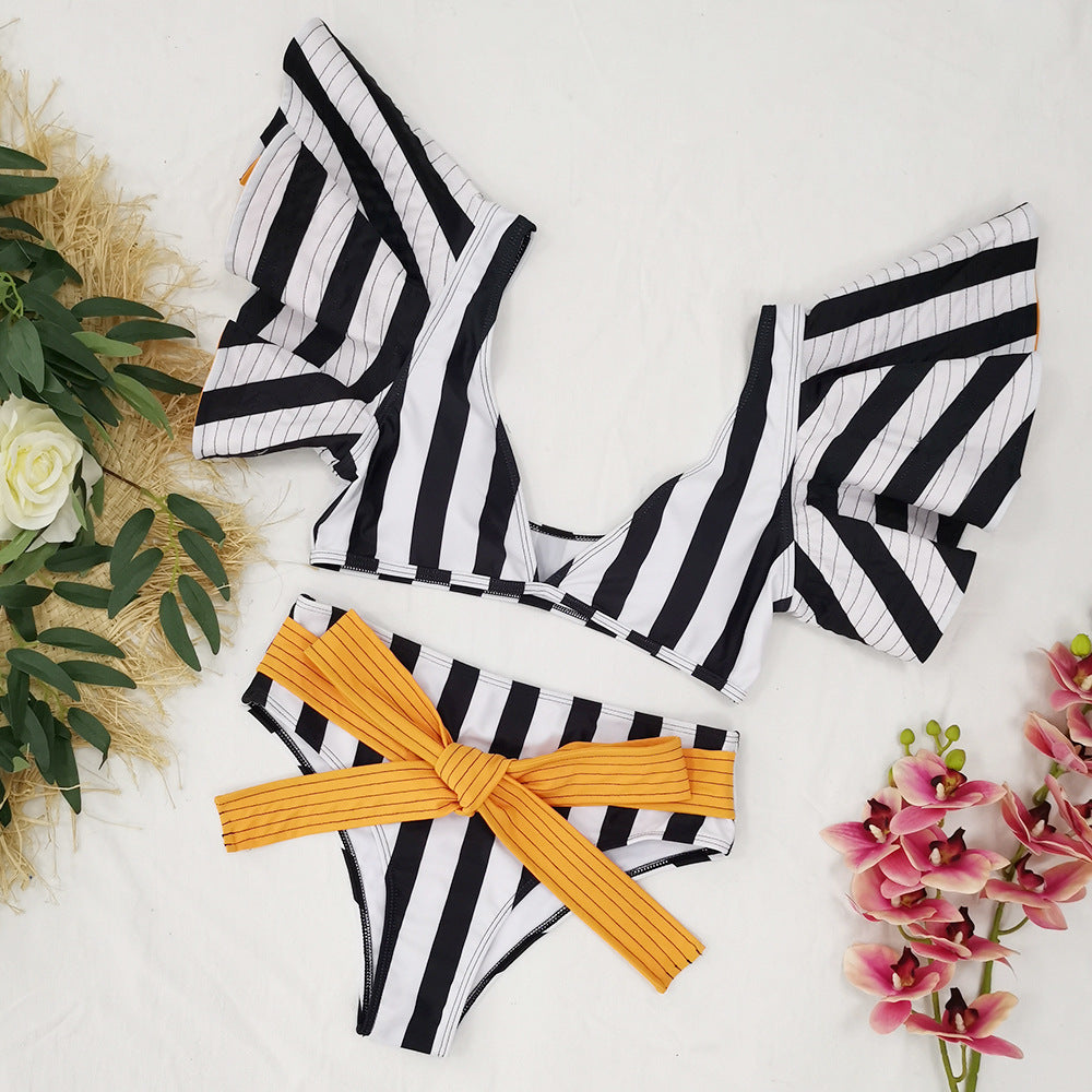 2024 Women's High-Waisted Striped Bikini Swimsuit