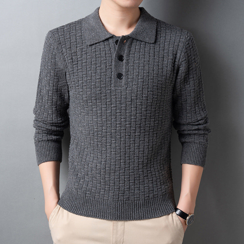 Plus Size Jacquard Sweater for Men - Autumn/Winter
