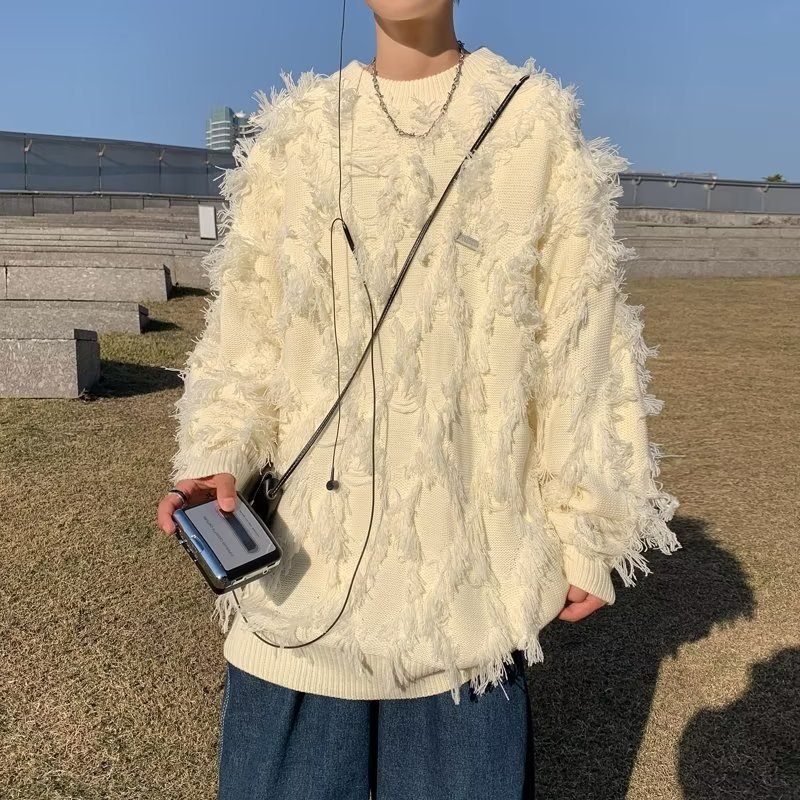 Tassel Jacquard Thick Knitted Sweater