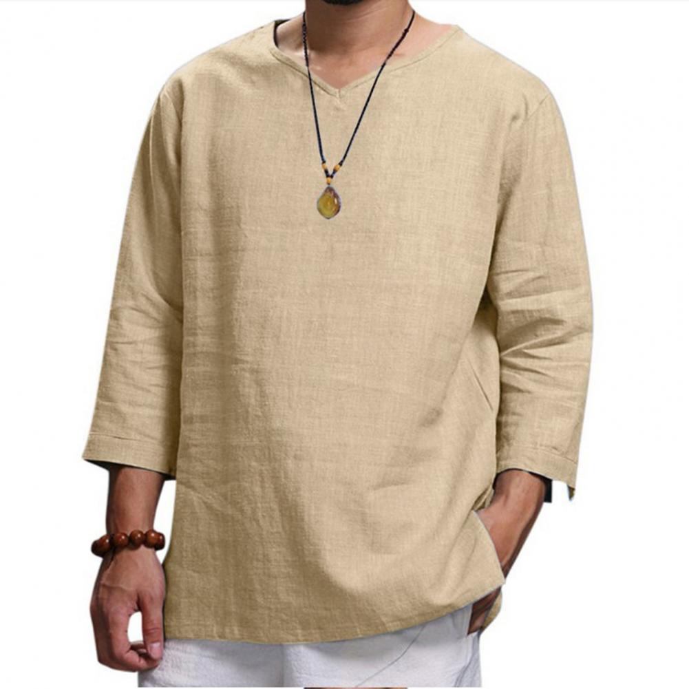 Men's Casual 3/4 Sleeve Loose Pullover Shirt | Streetwear