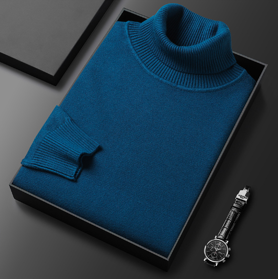 Slim-Fit Solid Color Turtleneck Pullover Sweater | Streetwear